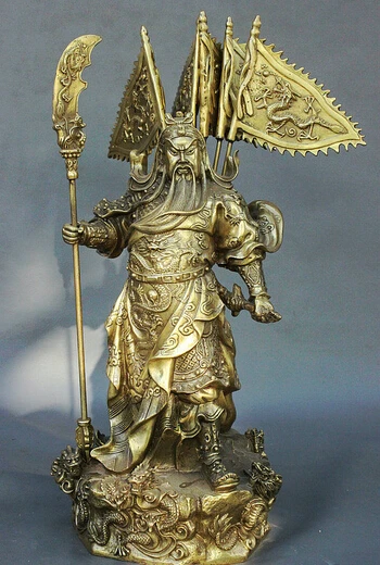 Статуя китайского меча бронзовый медный воин 15 дюймов 9 дракона Гуан Гонг Юй 5