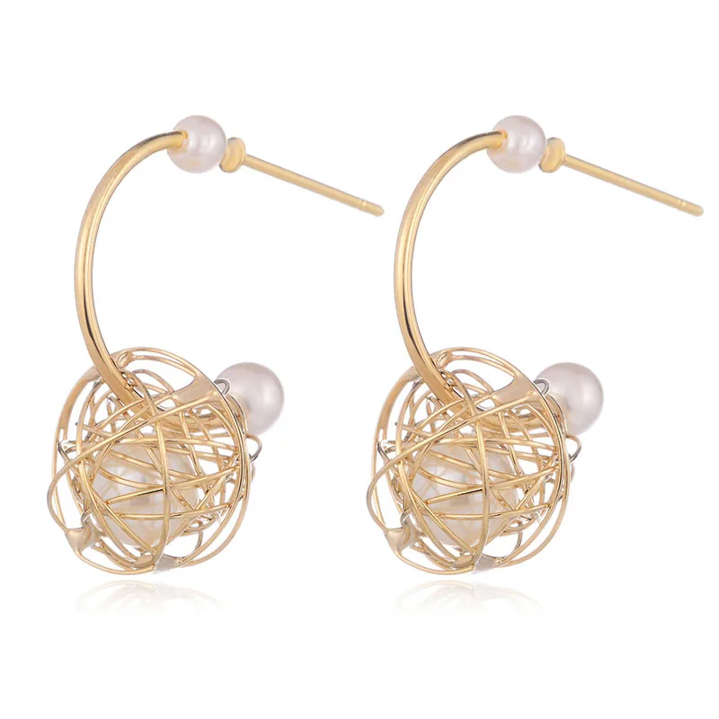 

Geometric Woven Earrings for Women Metal Ball Drop Earring Pendant Earrings Fashion Party Jewelry boucle d'oreille femme 2021