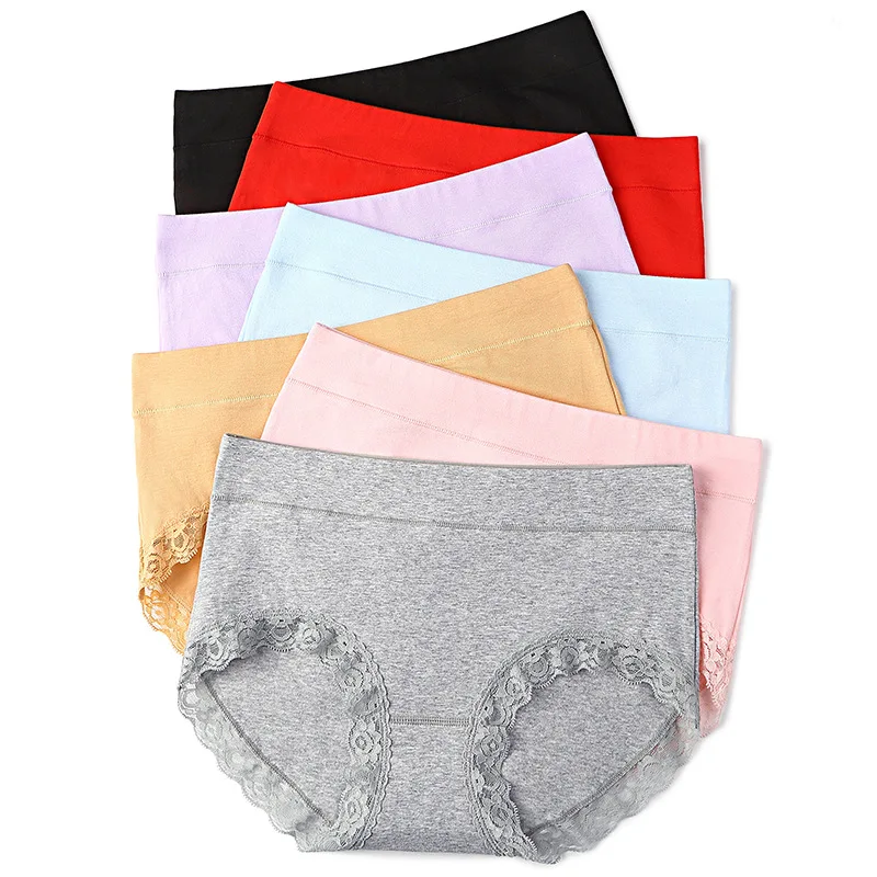 Удобные трусики из натурального хлопка кружевное женское нижнее белье дышащее