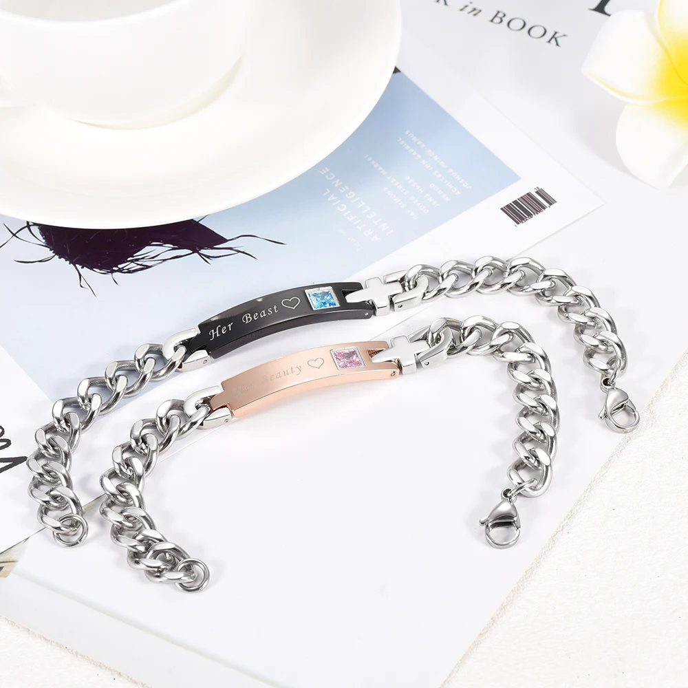 SS0182 красивая и чудовище лидер продаж женская мужская бирка из нержавеющей стали