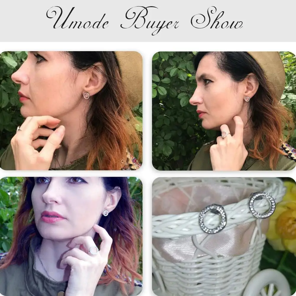 UMODE модные трендовые AAA+ серьги с цирконием кубической огранки для женщин корейские девушки новые маленькие шпильки розовое золото свадебные ювелирные изделия UE0531