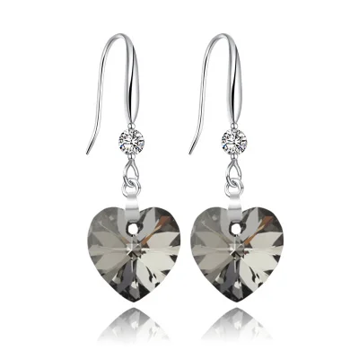 Gray Silver Manxiuni oorbellen букле d'oreille голубое сердце Висячие серьги австрийского хрусталя женские Серьги Модные женские ювелирные Brincos - Окраска металла: Gray Silver