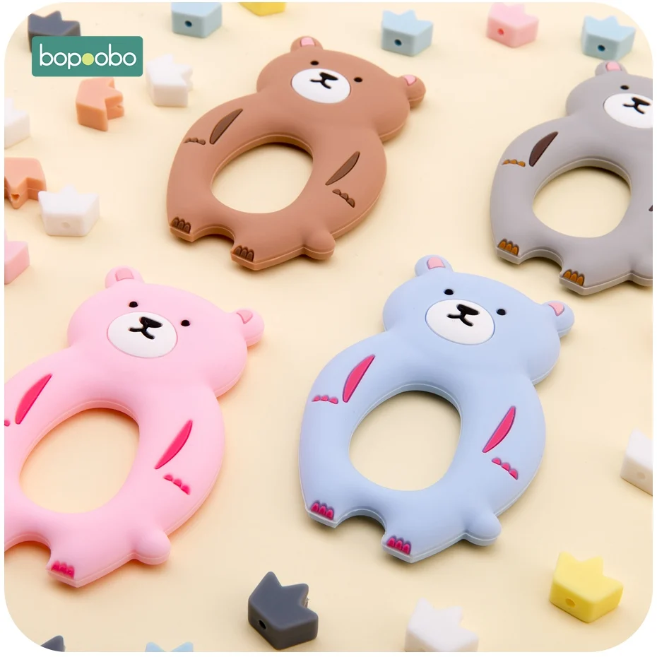 

Bopoobo 8 шт. силиконовые детские трофеи Медведь животных без БФА, силиконовый бисер могут жевательные игрушки Сделай Сам грызунок ожерелье акс...