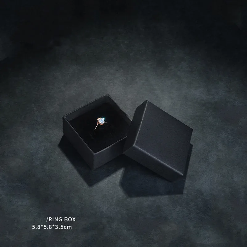 Black Ring Box Белая/Черная бумажная коробка для ювелирных изделий с изображением неба и земли, органайзер для ювелирных изделий, кольца, ожерелье, подвеска, Свадебная подарочная упаковка, бархатная коробка - Цвет: Black Ring Box