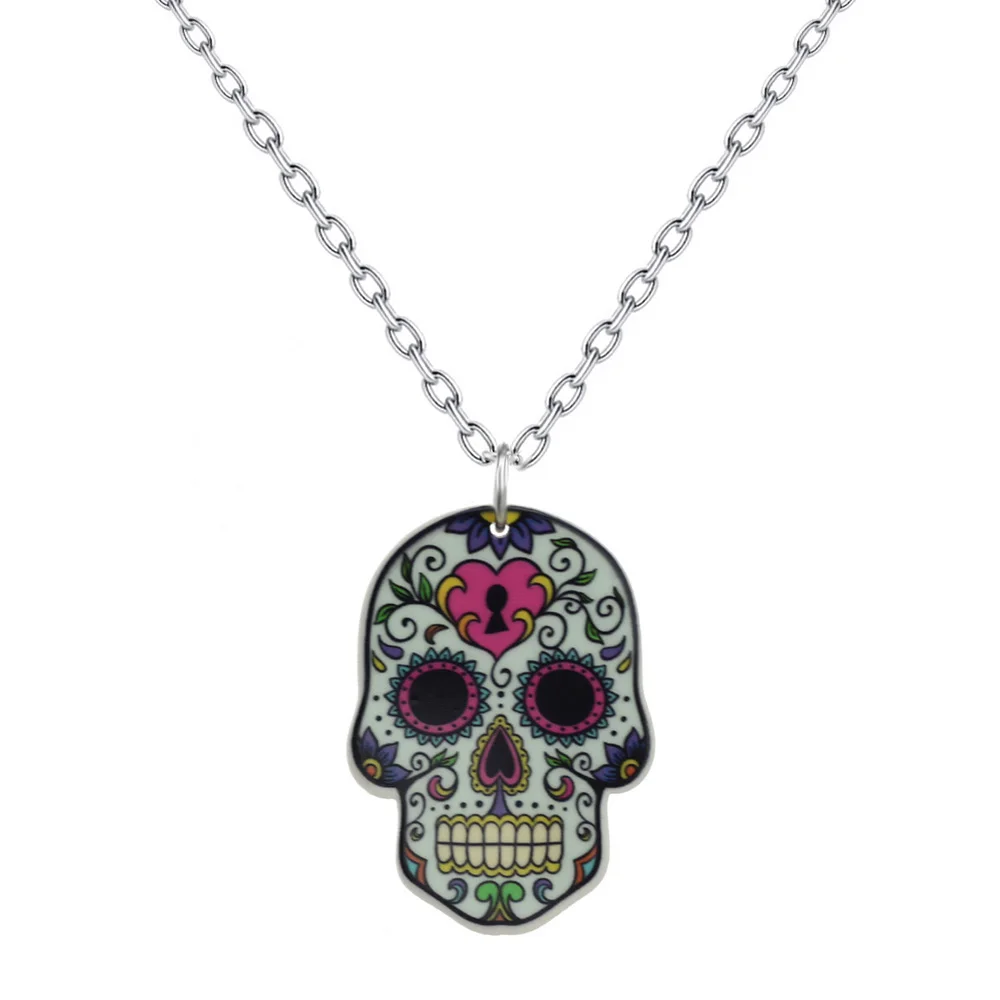 2019 модные ювелирные изделия Сердце череп голова скелета серьги подвеска цепочка