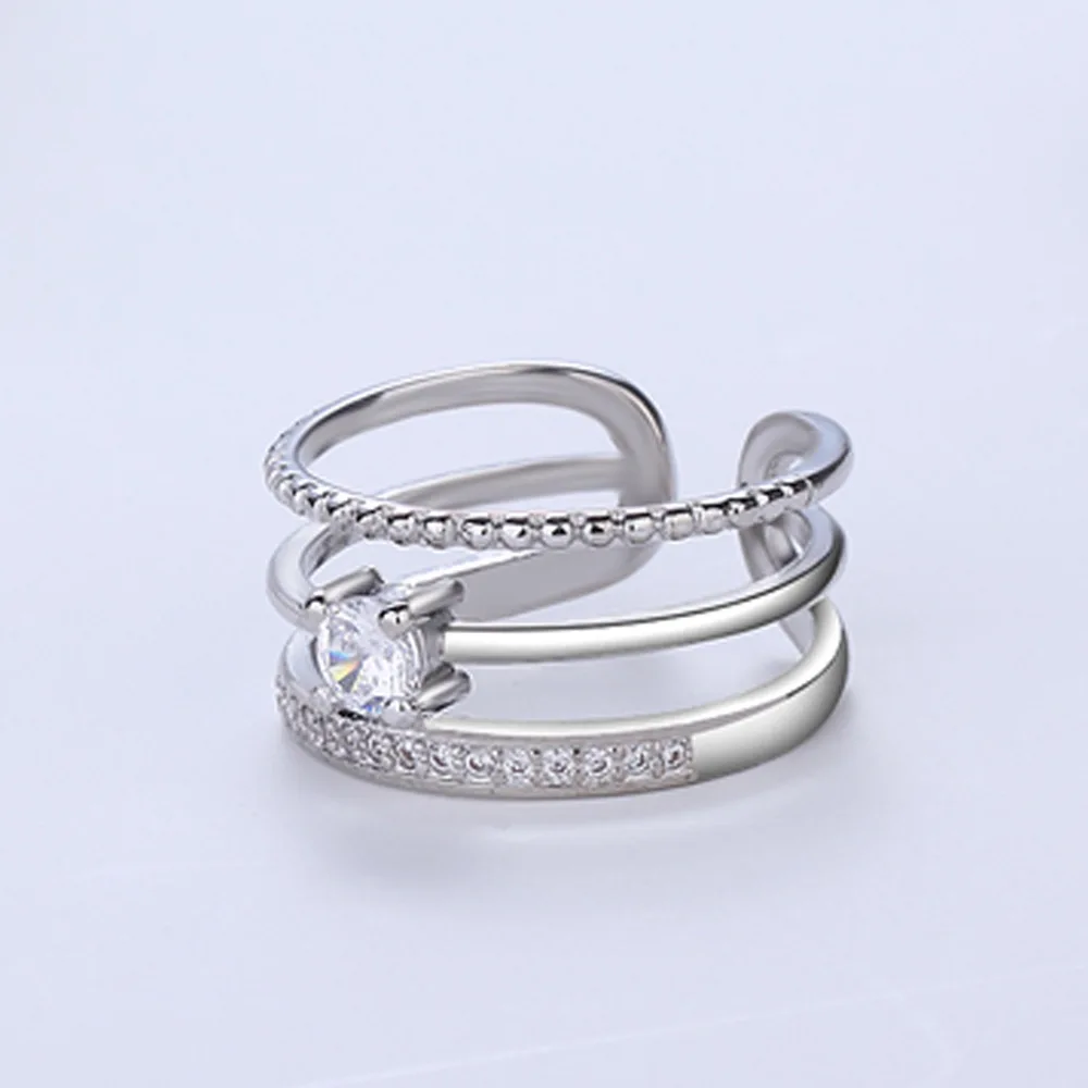 Новинка 2017 года! модное женское трехъярусное кольцо из стерлингового серебра 925