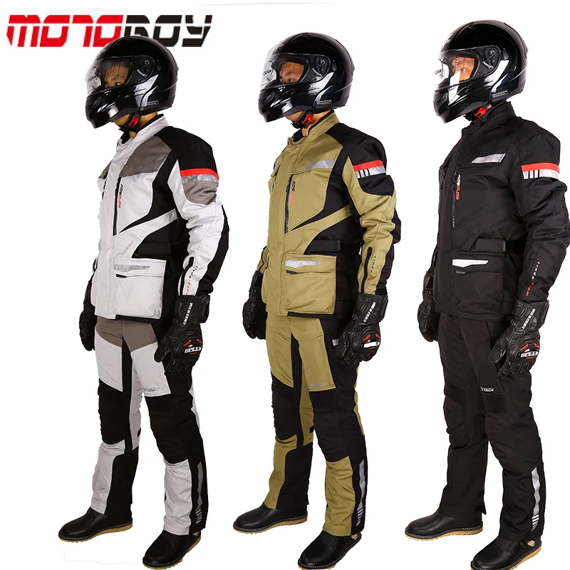Мотоциклетная куртка и защитные брюки MOTOBOY водонепроницаемая теплая одежда для