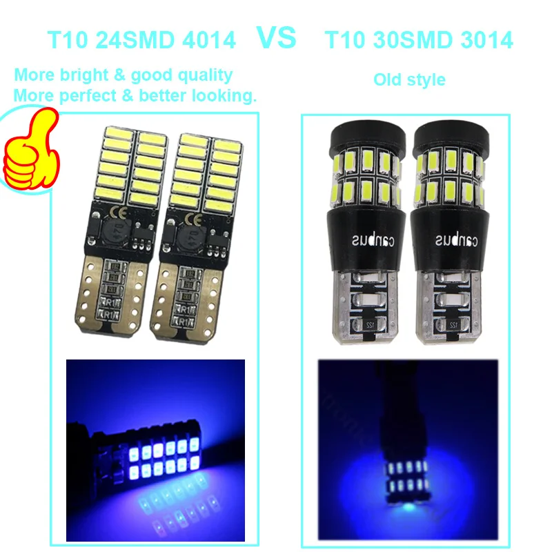 4 шт./лот без полярности Canbus T10 Светодиодные лампы 4014SMD 24 leds внутренний свет 194 168 W5W