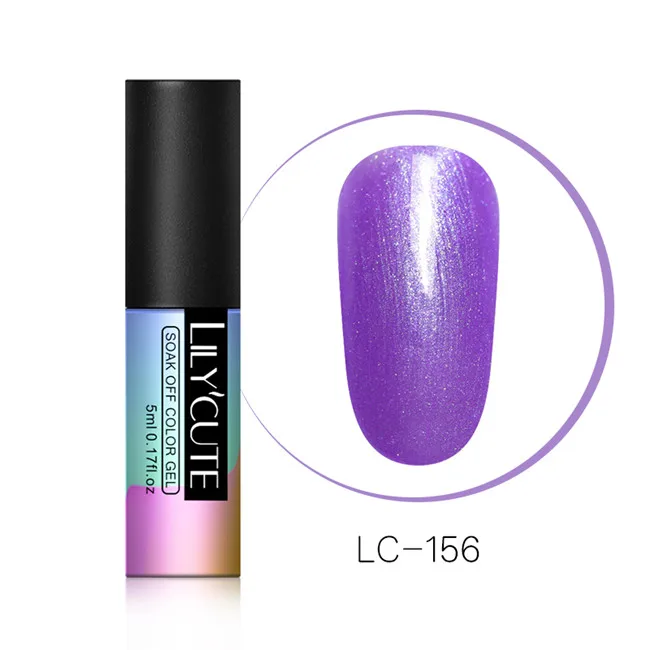 LC-156 LILYCUTE, 5 мл, блестящий гель, голографический лак, радужные лазерные хлопья, долговечный, замачиваемый, УФ светодиодный, для дизайна ногтей, Гель-лак для маникюра - Цвет: LC-156