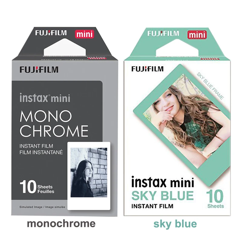 20 листов Fujifilm Instax Mini 9 пленка монохромная и синяя для камеры Fuji 8 7S 25 70 90 SHARE