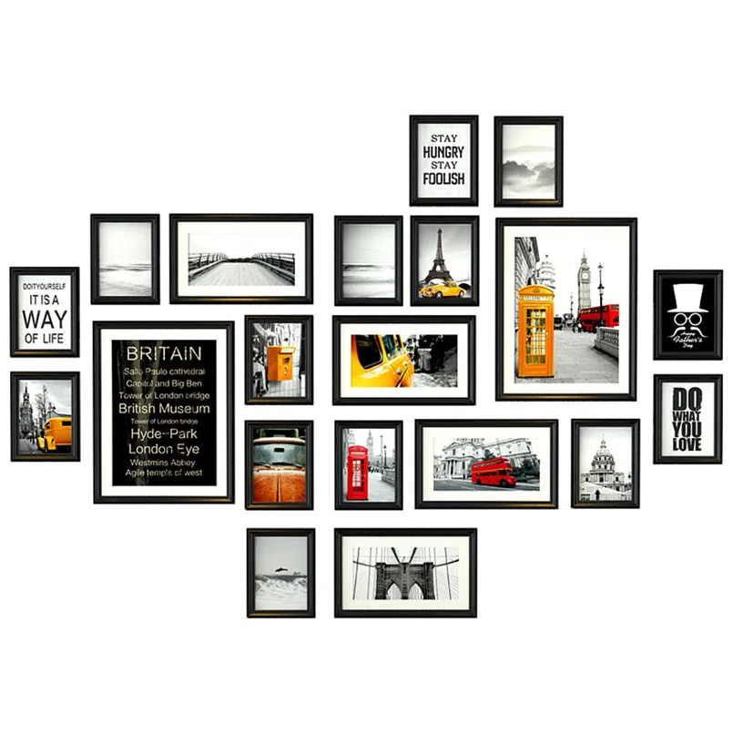 Черная фоторамка в стиле ретро европейский стиль фотография украшение стены