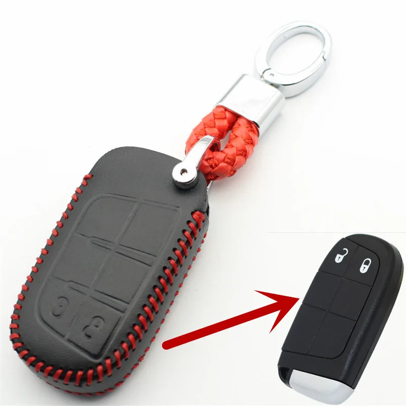 FLYBETTER брелок из натуральной кожи 2 чехол для ключей с кнопками Chrysler 300C Jeep Grand Cherokee