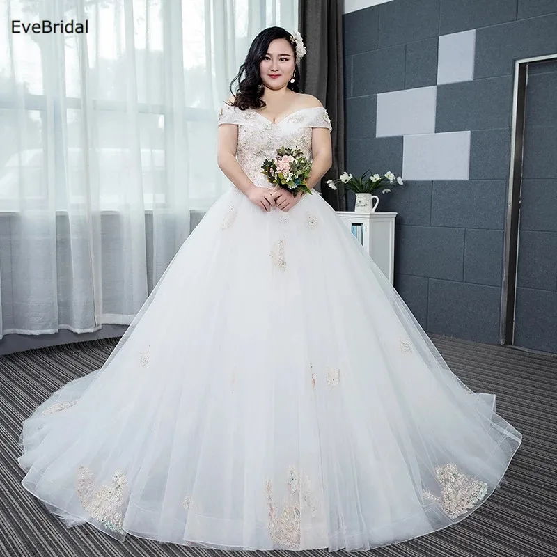 

EveBridal, женское свадебное платье, свадебное платье до пола, с аппликацией, бисером, трапециевидной формы, вырезом лодочкой, рукавом-крылышком