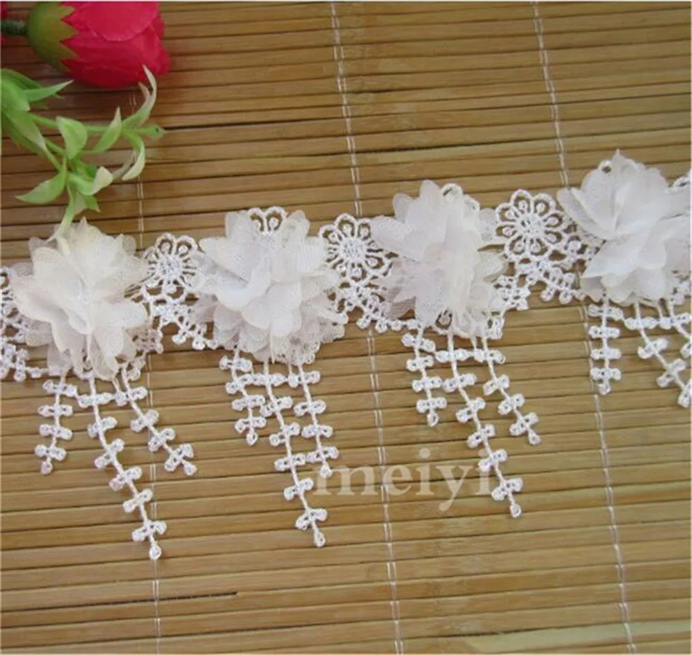 3 метра цветочный бант кружевной край отделка лента ткань вышитая аппликация