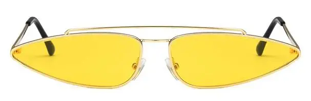gold yellow Женские солнцезащитные очки, новинка, двойная Металлическая оправа, Винтажные Солнцезащитные очки, мужские очки, кошачий глаз, треугольные очки, UV400 - Цвет линз: gold yellow