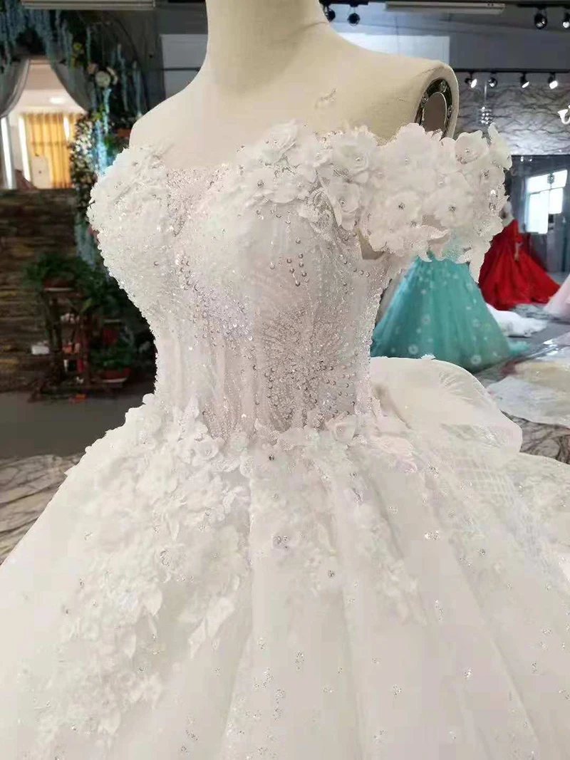 LSS253 сексуальные свадебные платья с открытыми плечами милое 3D цветы как белое