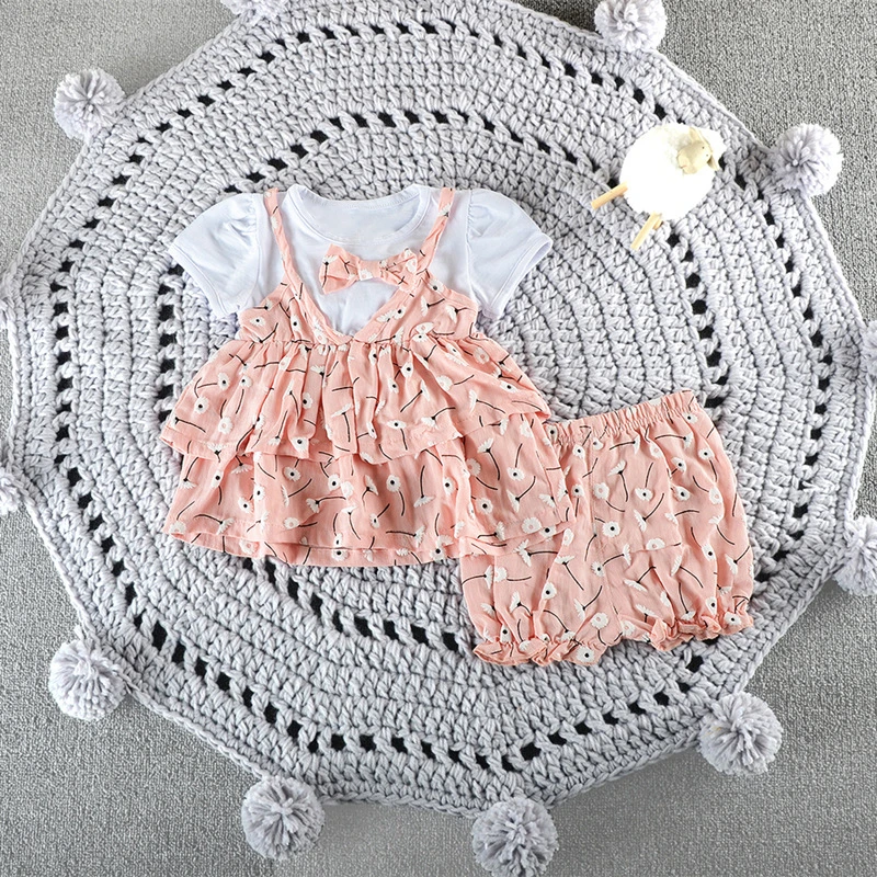 Милые комбинезоны для новорожденных хлопковое платье с тонкими лямками и