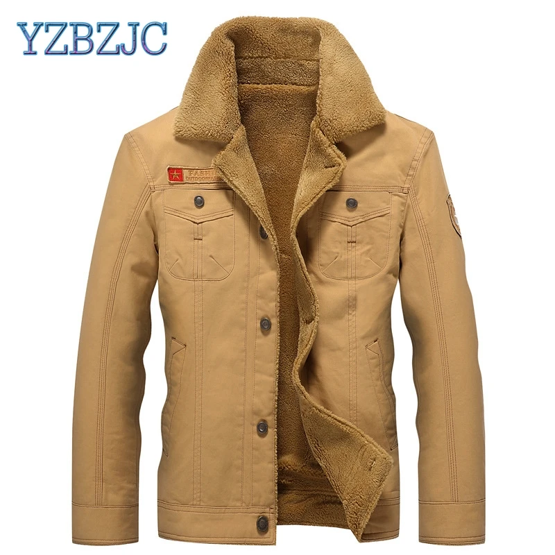 YZBZJC 2018 Winter Bomber Jacket Men Air Force Pilot MA1 Warm Male fur collar Mens Army Tactical Jackets Plus Size 5XL | Мужская одежда