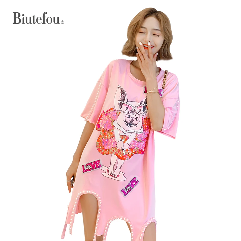 2019 Новое поступление Модные платья с блестками женские летние свободные