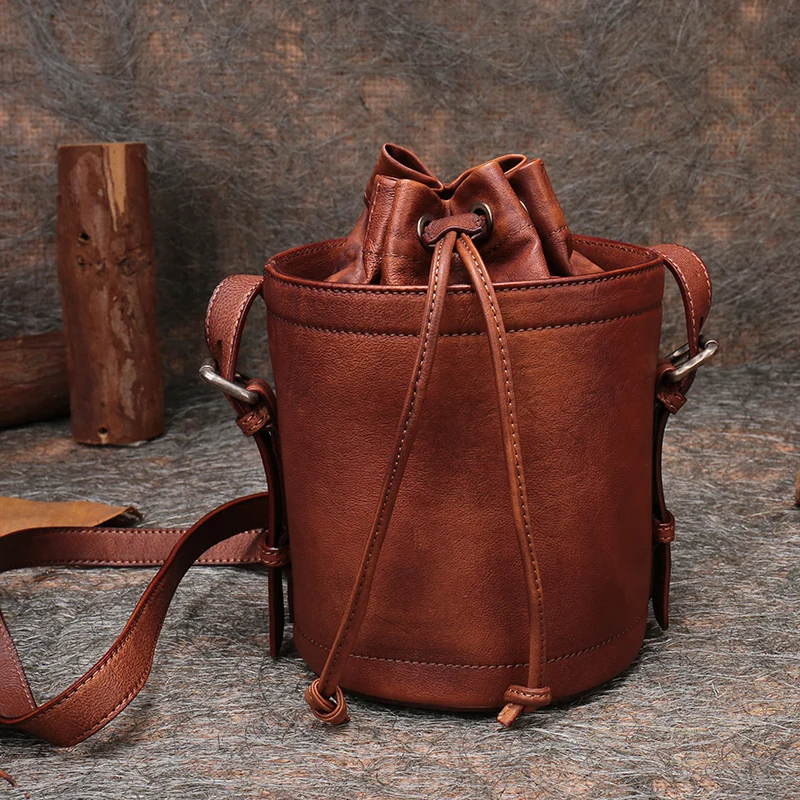 Женская сумочка ведро из 2019 натуральной кожи женская сумка на плечо ручной