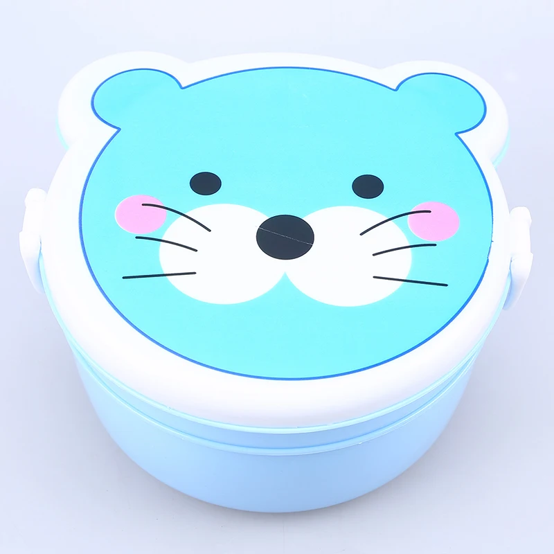 WHISM двухслойный Bento Box Портативный пластиковый милый мультяшный контейнер для хранения еды микроволновая печь Ланч-бокс для детей и взрослых