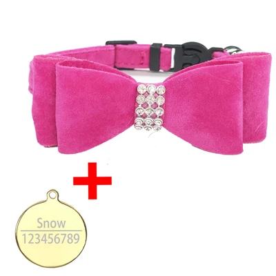 Pink c2 gold Ошейник для кошек с гравировкой, именная идентификационная бирка, индивидуальный ошейник для кошек, котенок, бант, ожерелье с колокольчиком, розовый, голубой цвета - Цвет: Pink c2 gold