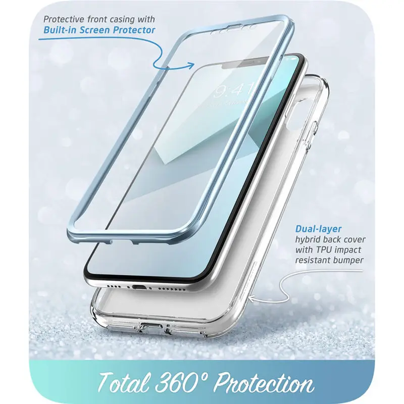 For iPhone X Xs Case 5.8 inch I-BLASON Cosmo Series Full-Body Shinning Glitter Marble Bumper WITH Built-in Screen Protector | Мобильные