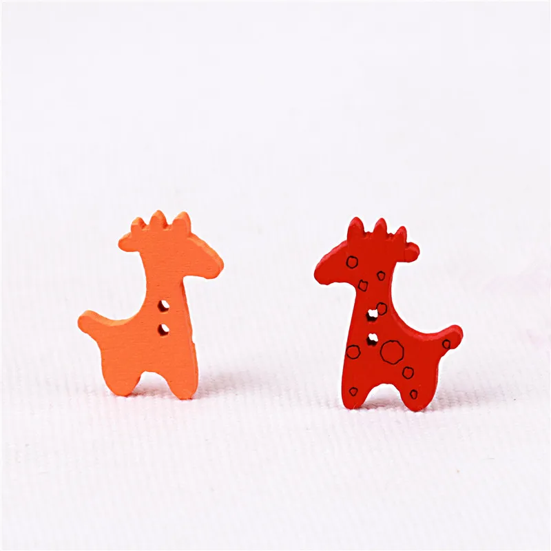 17*25 мм разноцветный резной деревянный жираф гравированные пуговицы Олень