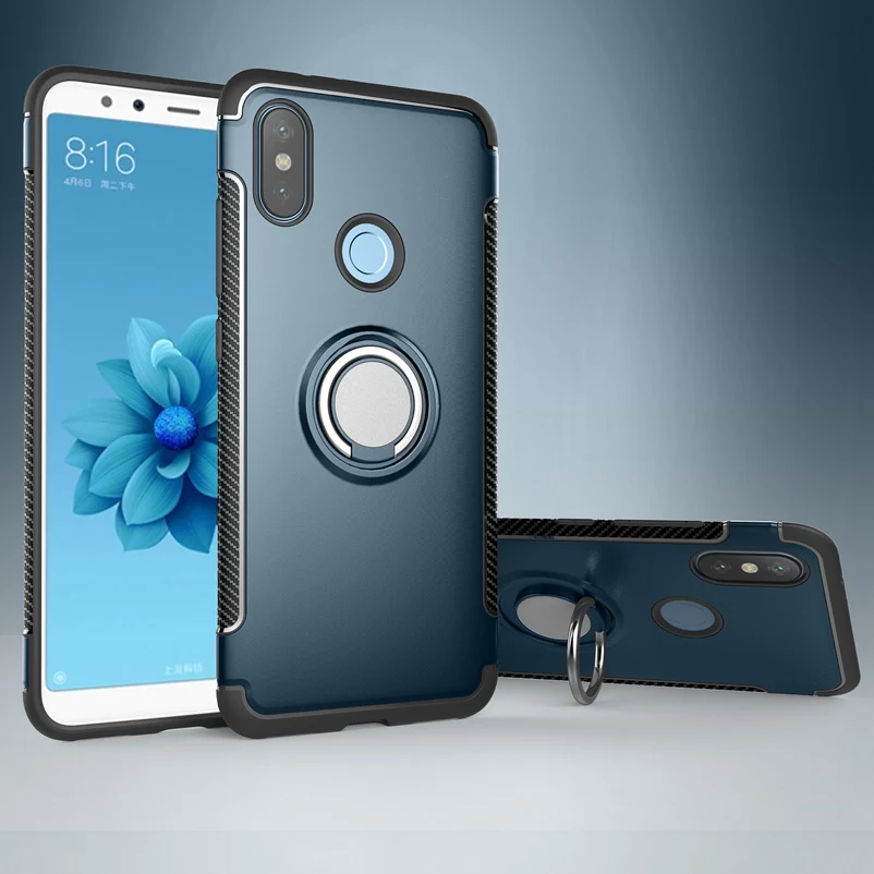 Чехол с кольцом-держателем для Xiaomi mi A2 Lite Red mi 6 Pro Coque, жесткий защитный чехол Xio mi чехол для Xiaomi mi A1 A2 5X 6X Red mi 3S 6 Pro - Цвет: Navy