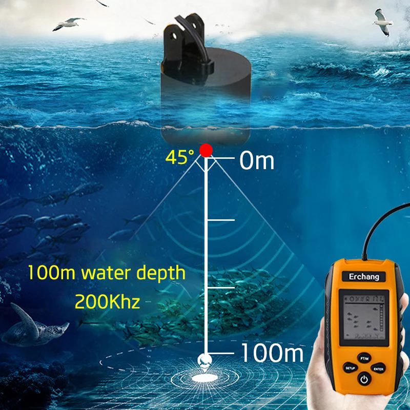 Эхолот Erchang портативный с ЖК дисплеем 100 м|fish finder|portable fish finderecho sounder |