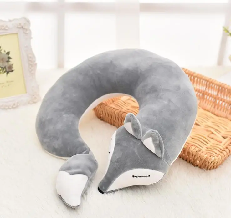 Прекрасный лиса животных Хлопок Плюшевые U форма Шейная Подушка для Путешествия