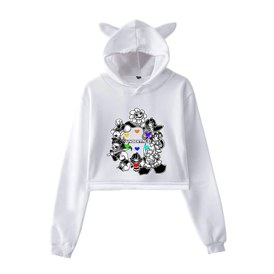 Undertale Sans мультфильм толстовка пуловеры для женщин корейский стиль Kpop худи с кошачьими ушами Повседневная Осенняя Толстовка с длинным рукавом для женщин