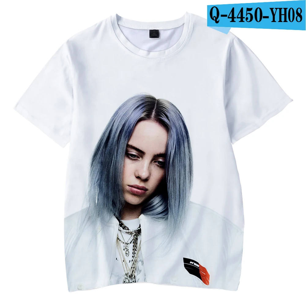 O Billie Eilish/ летняя футболка для мальчиков, Детская футболка с 3d принтом для мальчиков и девочек, детская одежда для 4, 5, 6, 7, 8, 9, 10, 12 лет - Цвет: O