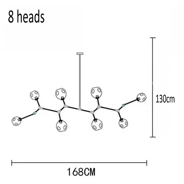 8 heads Современный из прозрачного стекла Люстра светильник ing для столовой ресторана отеля гостиной светодиодный подвесной светильник черный золотой - Цвет абажура: 8 heads