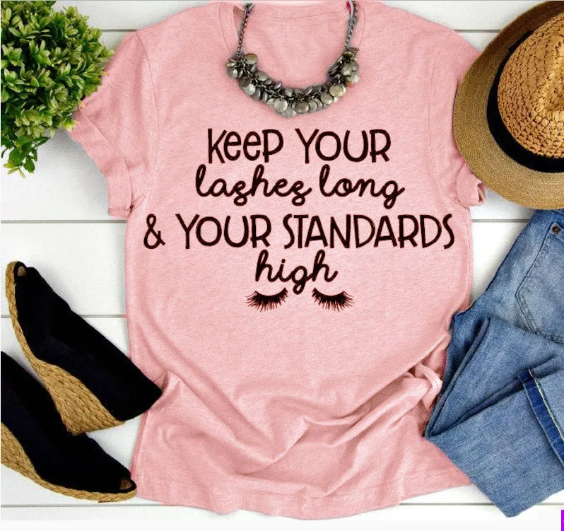 Футболка с графическим рисунком и надписью Keep your lashes long and standard high повседневные