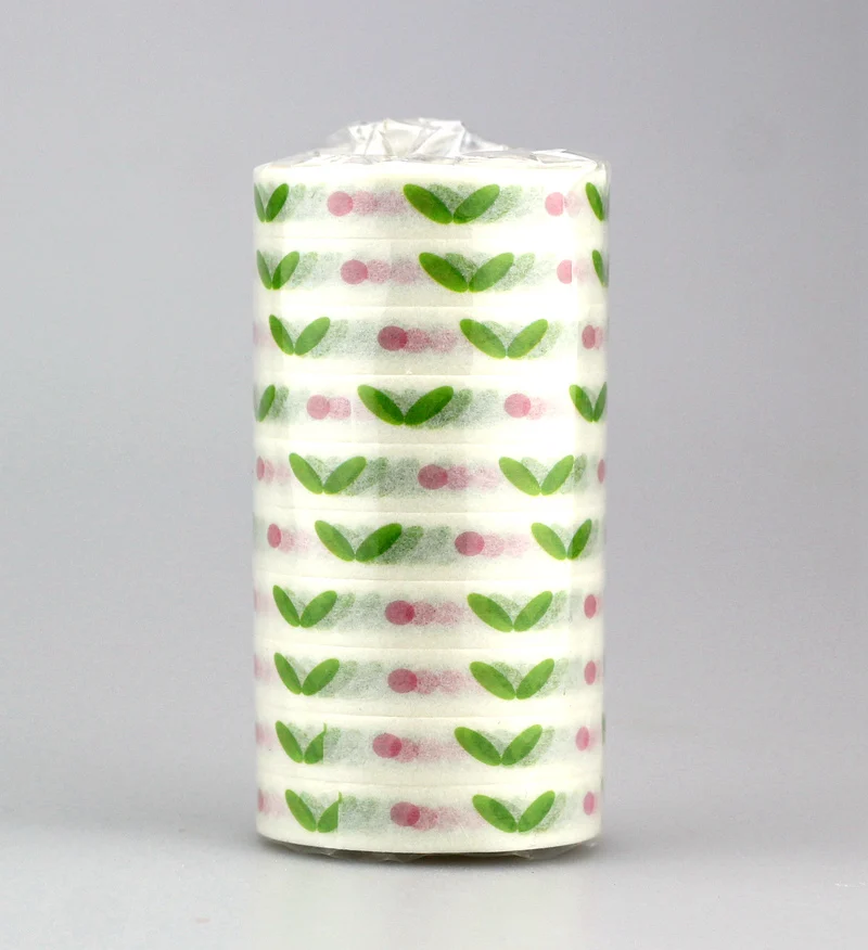 

high quality 10pcs / lot 8mm * 10m cute slim tape green grass new life Japanese paper washi tape