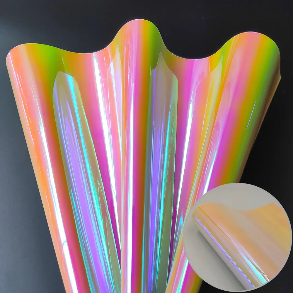 Pink(20cm x 15cm) Радужная голографическая Радужная ткань из искусственной кожи лазерная ткань бант для волос DIY толщина материала 0,9 мм - Цвет: Pink(20cm x 15cm)