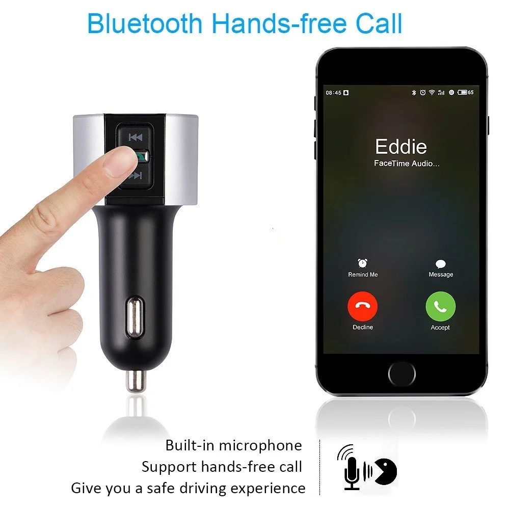 SRUIK Fm передатчик Bluetooth Автомобильный Mp3 плеер двойной USB беспроводной громкой