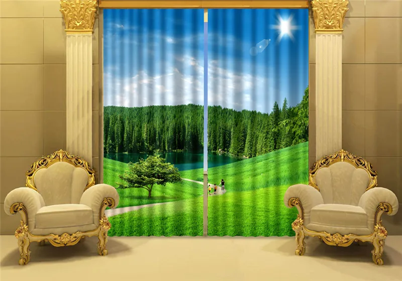 

Green grass Mordern 3D Blackout Window Curtains For Living room Bedding room Hotel/Office Curtain Drapes Cortinas para sala