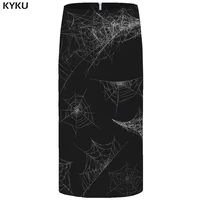 kyku brand spider web skirts women black party floral gothic pencil 3d print skirt vintage ladies skirts womens casual summer