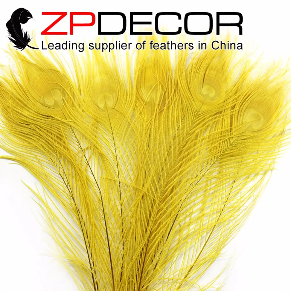 

ZPDECOR 100 pcs/lot 25-30cm(10-12inch) Hand Select Premium Quality Mixed Color Peacock Tail Eye Feathers Dyed For Decorative