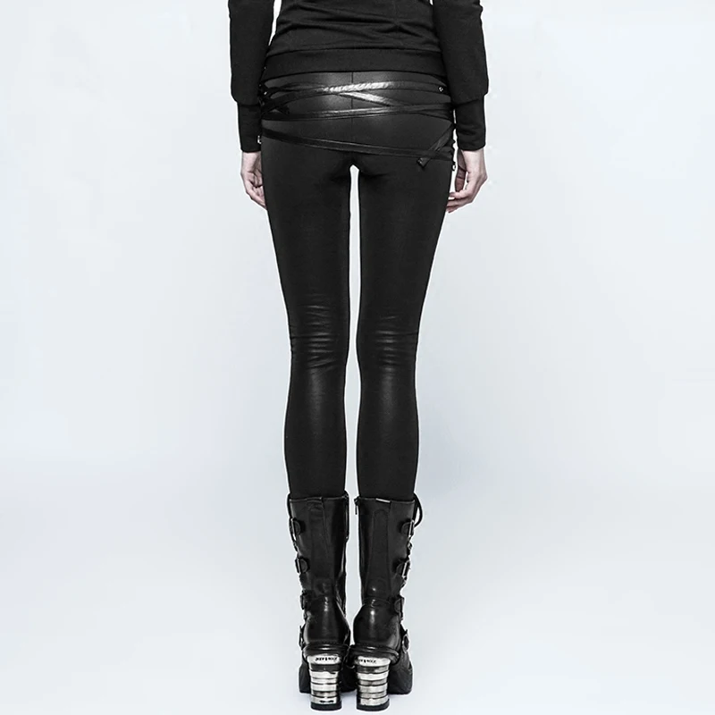 Женские кожаные брюки в стиле стимпанк готические эластичные облегающие штаны