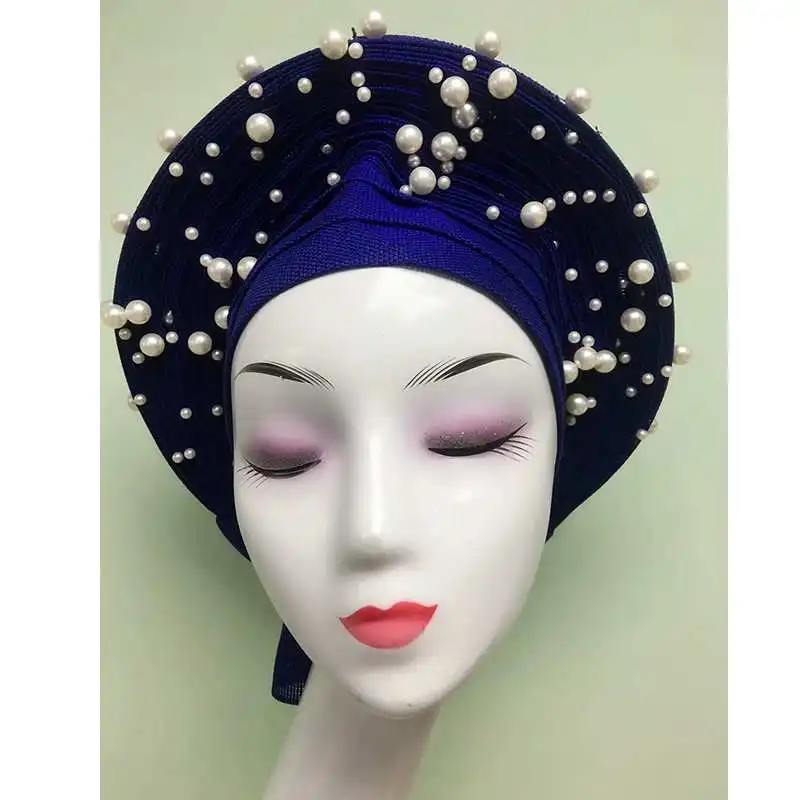 as picture Африканские бусины новая мода авто ASO OKE gele Мода Африканский головной убор красивая лучшая цена asooke нигерийские женщины любят - Цвет: as picture