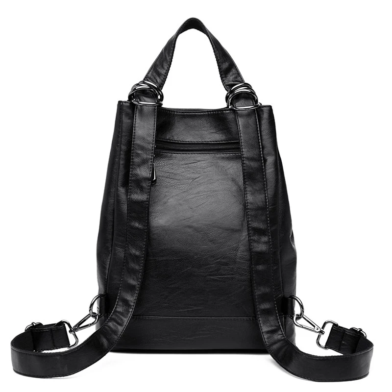 Fashion Women Backpacks Big Capacity PU Leather Backpack Multifunction Teenagers Female Shoulder Bags Sac A Dos Travel Back Pack | Багаж и