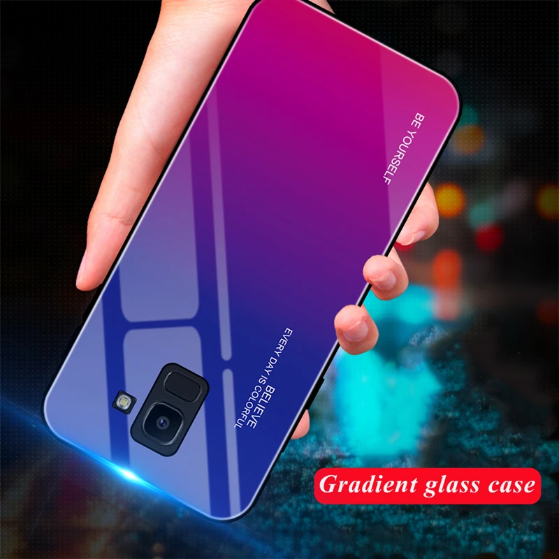 Чехол для Samsung Galaxy J4 Plus J6Plus J8 2018 градиентный зеркальный чехол из закаленного