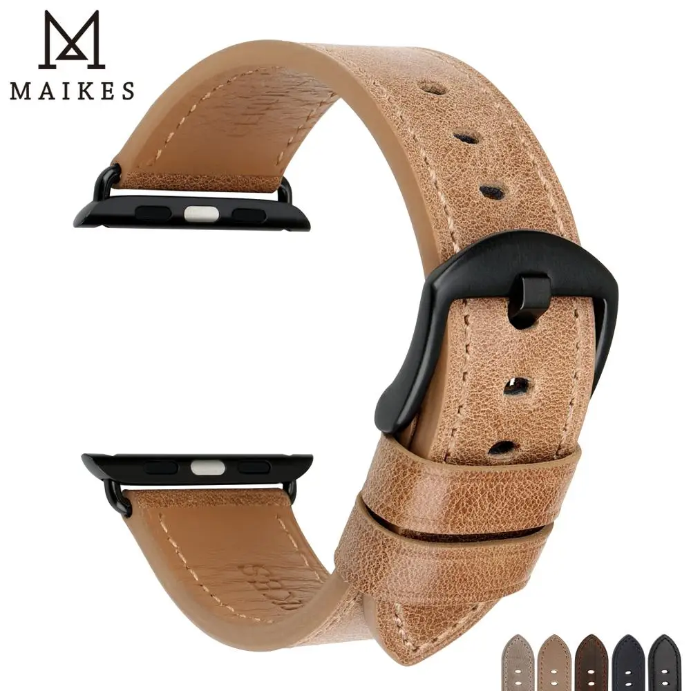 MAIKES для Apple Watch ремешок 44 мм 40 мм 42 мм 38 мм серия 4 3 2 все модели iWatch кожаный ремешок для Apple Watch ремешок для часов