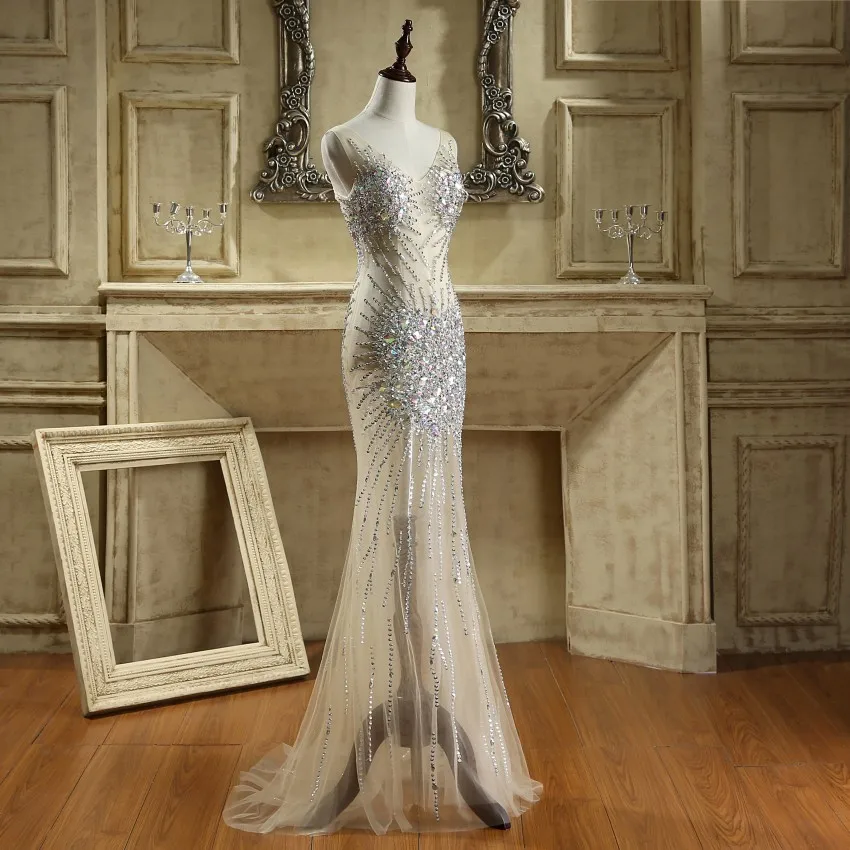 Сексуальное просвечивающее платье русалки для выпускного вечера формальное