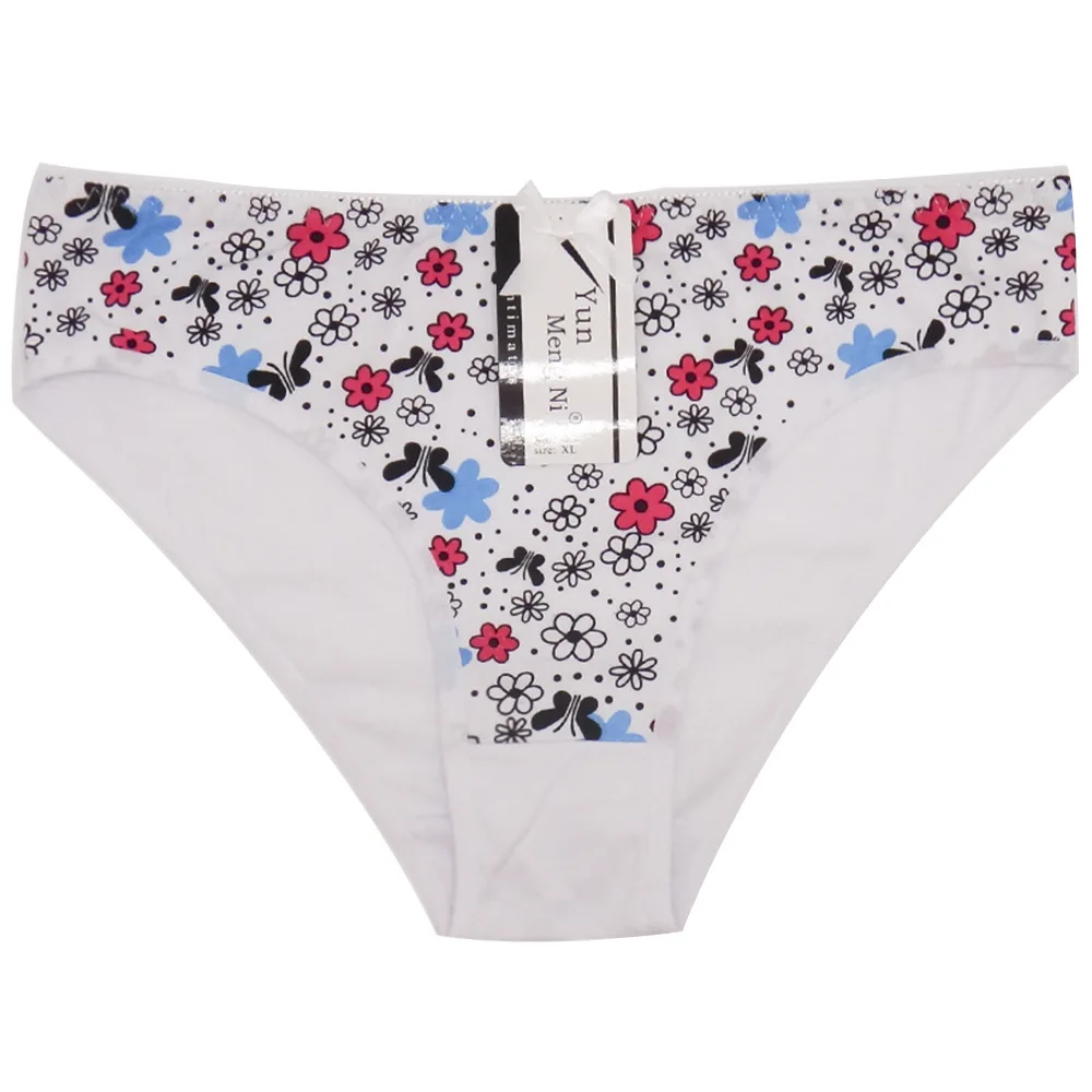 12 шт./партия женское нижнее белье хлопковый с низкой талией цветочный принт
