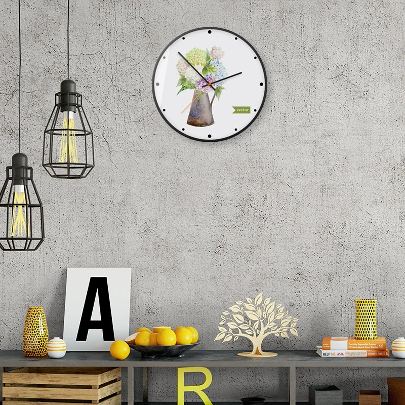 Fresh Flowers Nordic Wall Clock Silent Watches Modern Art Home Decorative Accessories Quartz Clocks | Дом и сад