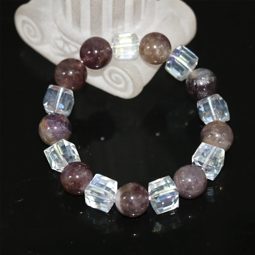 Талисманы натуральный пурпурный Халцедон камень 12 мм круглые бусины браслет для